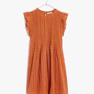 MADEWELL EYELET RUFFLE SLEEVE DRESS SZ Medium